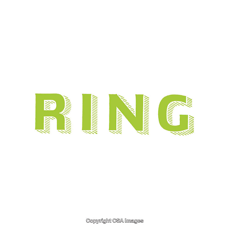 Green Text Showing "Ring" in Bold Letters with Shadowing Effect