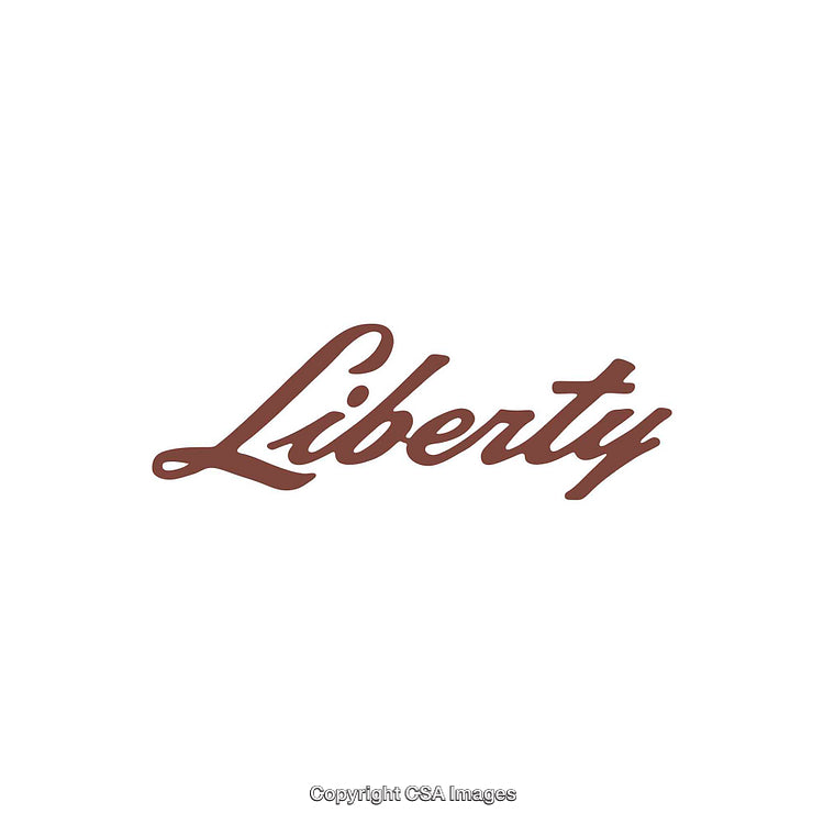 Brown Calligraphy Design With Word 'Liberty' on White Background