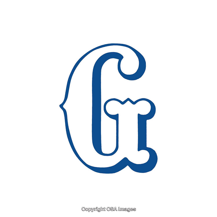Elegant and Artistic Blue Letter G with Decorative Typography