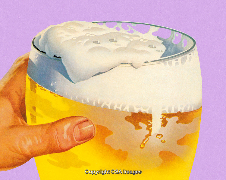 Refreshing Glass of Beer with Frothy Head on Light Purple Background