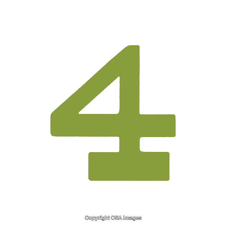 Colorful Green Number Four on a White Background