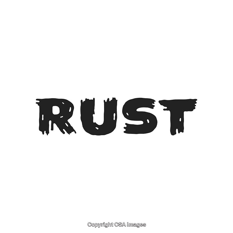 Rust Text Styled In Bold Typeface With Eroded Edges