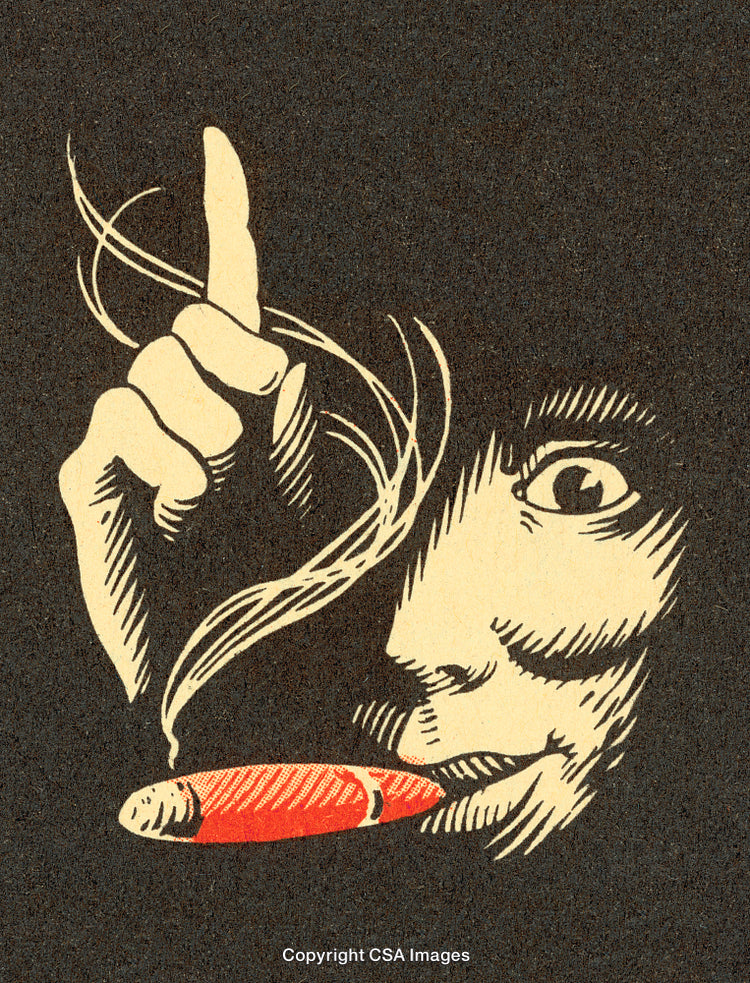 Abstract Illustration Featuring a Smoking Gesture with Bold Graphic Details