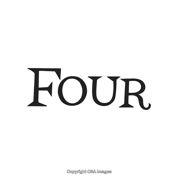 Elegant Black Four on White Background with Minimalist Text