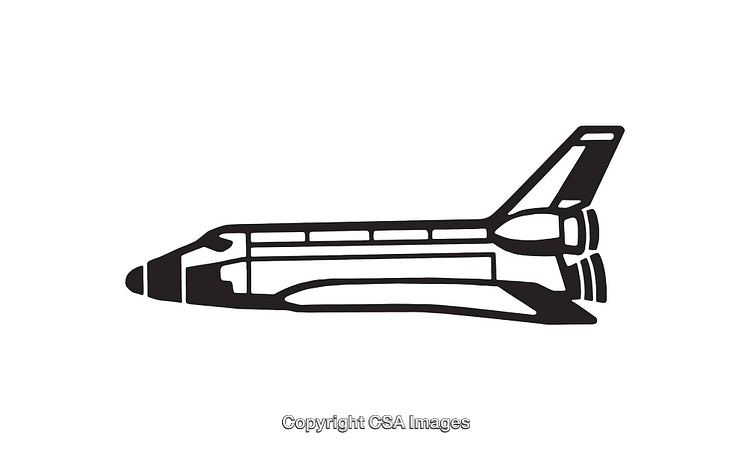 Black and White Line Art of a Space Shuttle Illustration