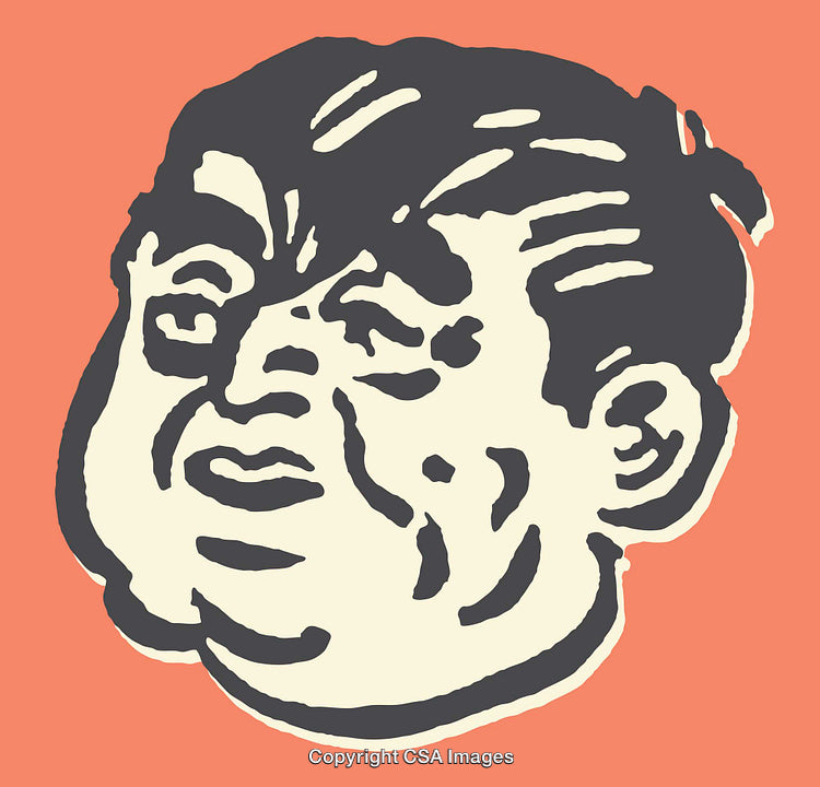Vintage Style Line Art Portrait on Vibrant Background