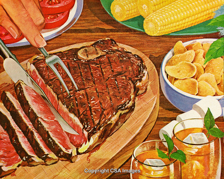 Delicious Steak Dinner with Grill Marks and Fresh Sides on Table