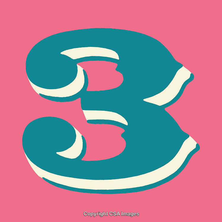 Bold Artistic Representation of Number Three with Pink Background