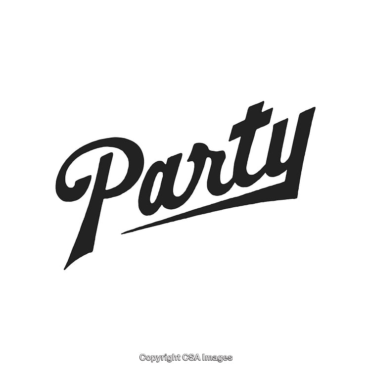 Modern Calligraphy Style Illustrative Text Of The Word Party On White