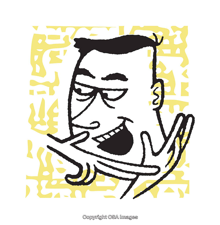 Stylized Illustration of Expressive Man with Dynamic Yellow Background