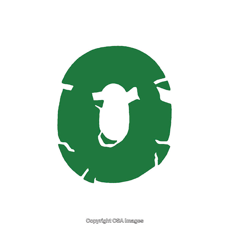 Green Artistic Letter 'O' on White Background, Minimalist Design