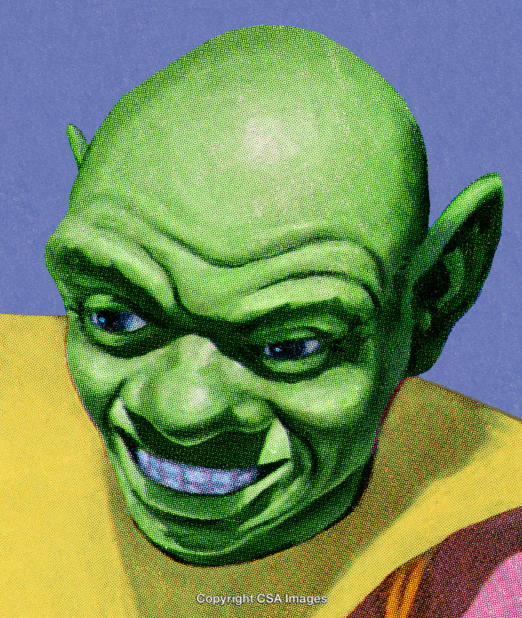 Vibrant Green Character with Bright Expression and Unique Textured Background