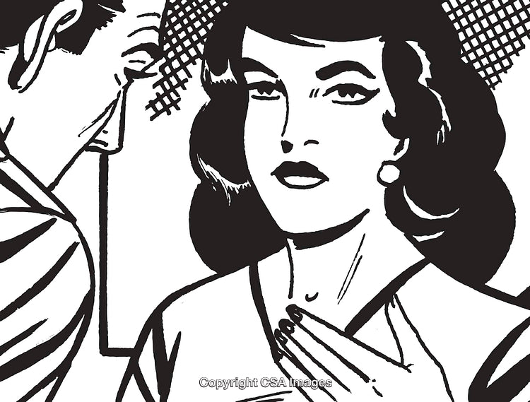 Retro Comic Style Illustration of a Couple in Dramatic Conversation