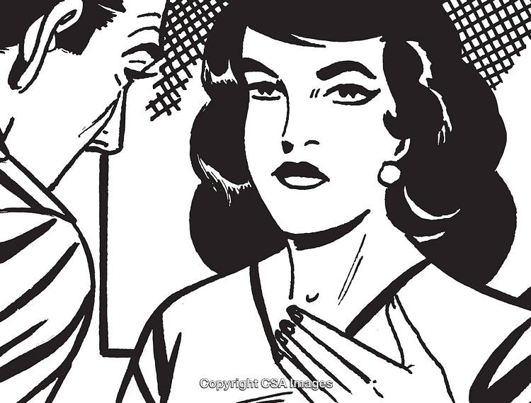 Retro Comic Style Illustration of a Couple in Dramatic Conversation