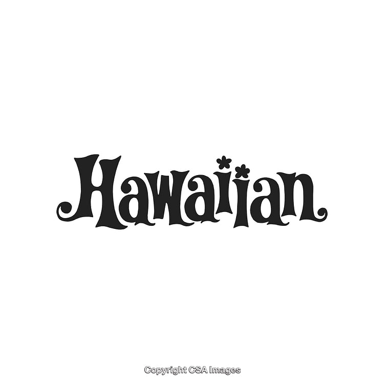 Retro Style Hawaiian Text Design with Decorative Styling
