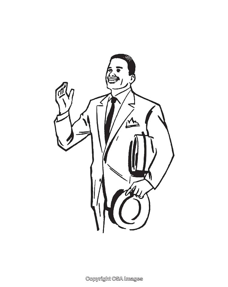 Illustration of a Smiling Businessman Greeting and Holding a Hat