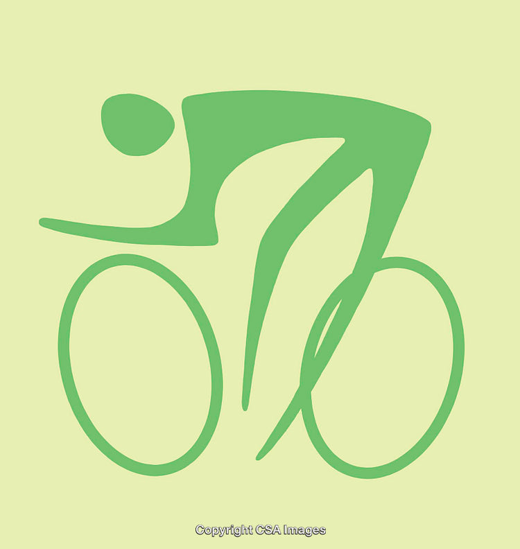Abstract Green Cyclist Illustration with Minimalist Design on Light Background