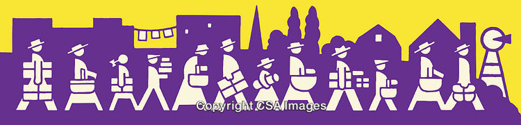 Abstract Illustration of People in an Urban Environment with Bold Colors