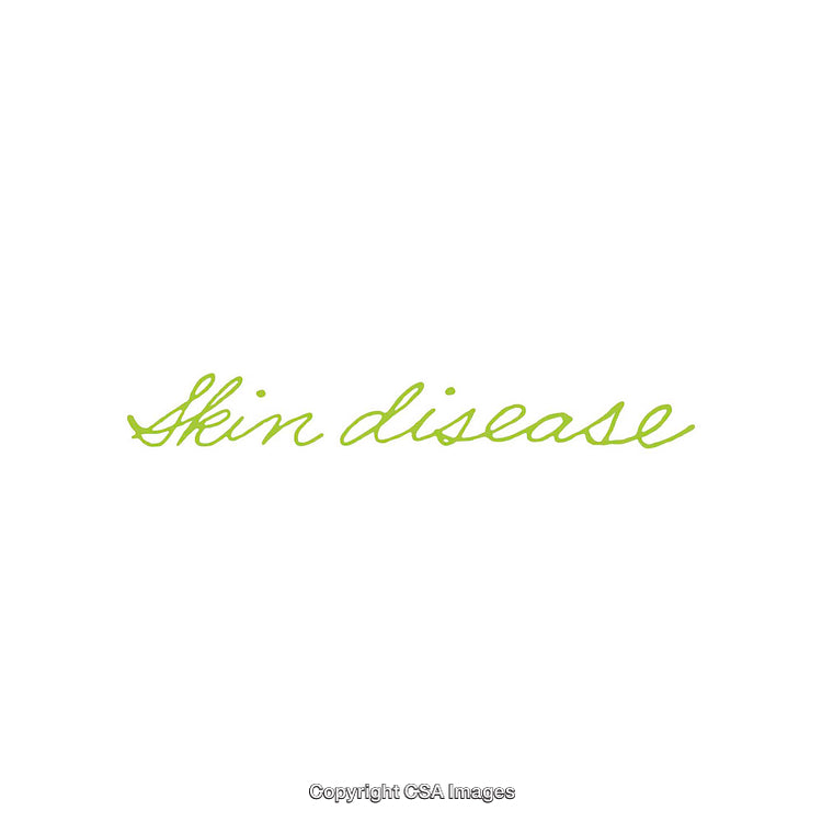 Minimalist Calligraphic Text Depicting the Words 'Skin Disease' in Green Script