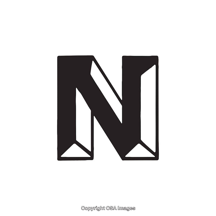 Bold and Geometric Stylized Greek Nu Symbol