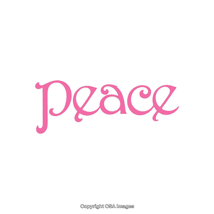 Stylized Pink Inscription of Peace on a Minimal White Background