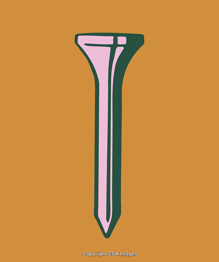 Minimalist Color Line Art Illustration of a Nail on a Vibrant Background
