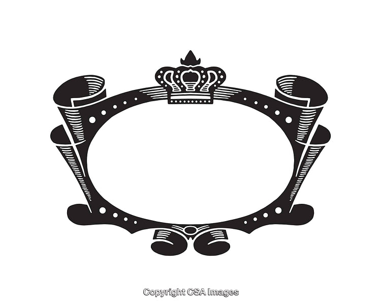 Elegant Black and White Line Art Frame with Regal Elements