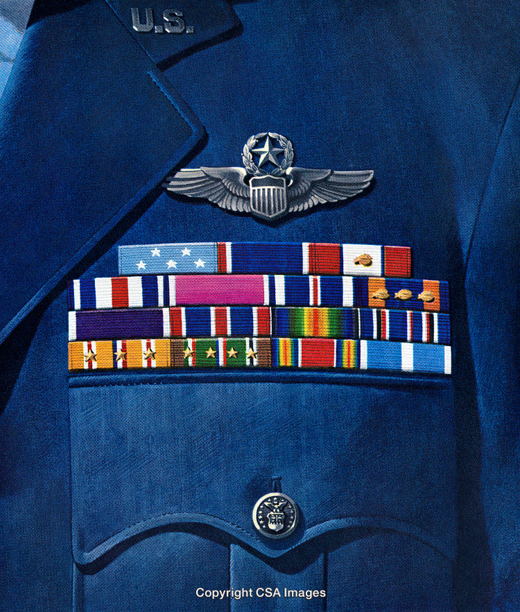 Vintage Illustration of Military Uniform with Medals and Emblems