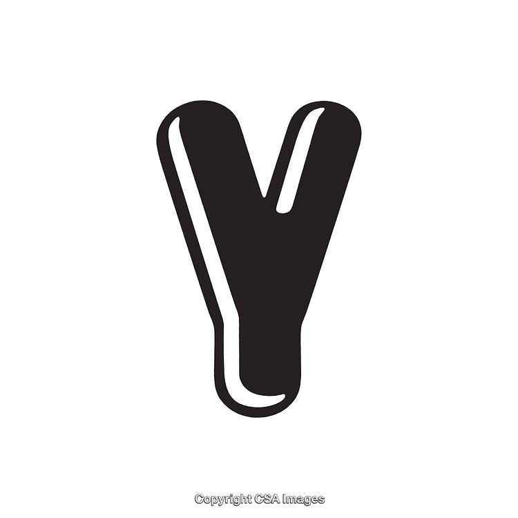 Black Stylized Letter Y on White Background for Graphic Design