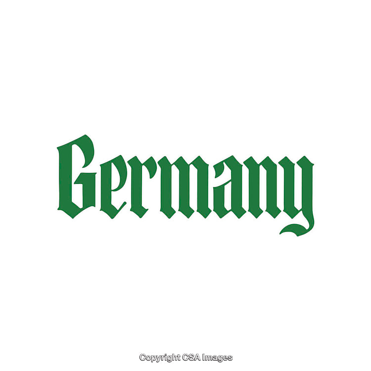 Green Gothic Typography Design Featuring the Word 'Germany' on White Background