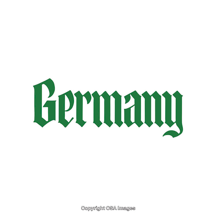 Green Gothic Typography Design Featuring the Word 'Germany' on White Background