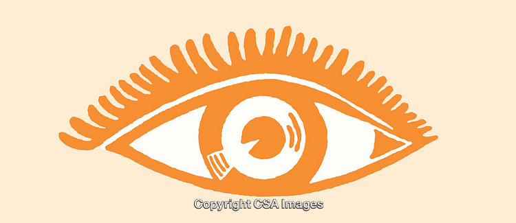 Orange Abstract Eye Illustration with Unique Artistic Line Art Design