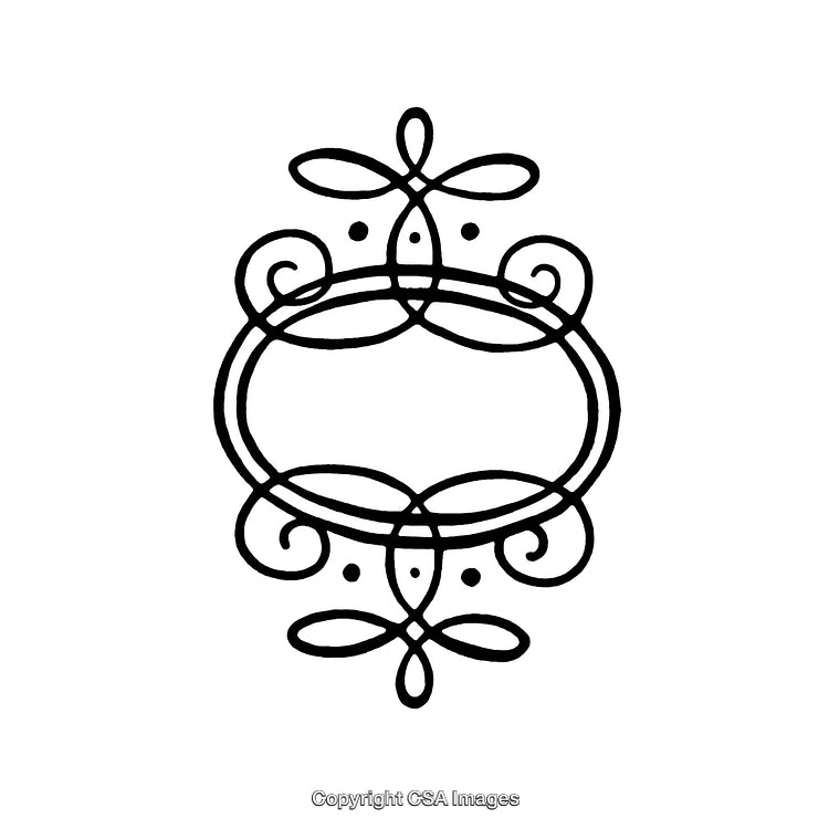 Intricate Black and White Swirl Border Design with Curl Patterns