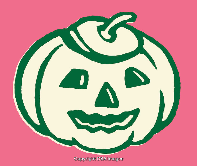 Cartoon Halloween Pumpkin Illustration on Bright Pink Background