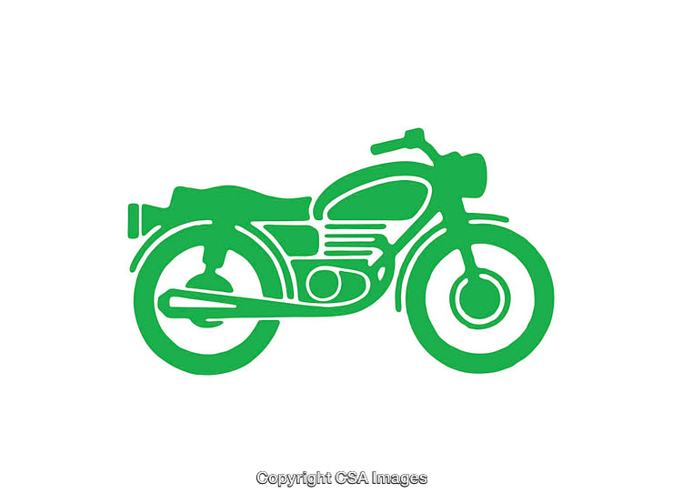 Green Silhouette Icon of a Motorbike on a White Background