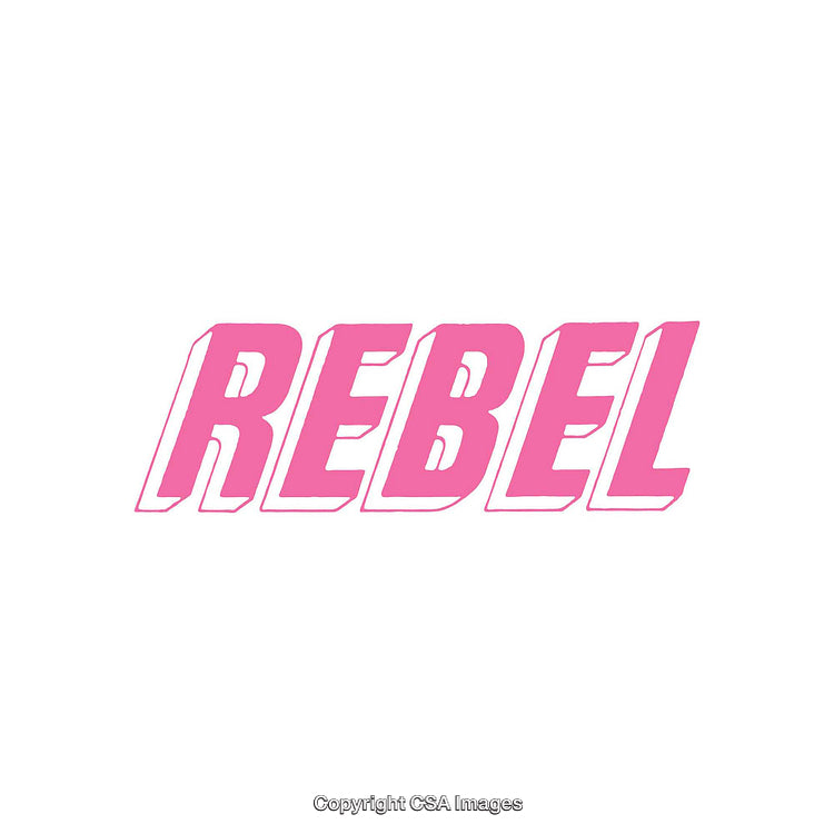 Bold Pink 'Rebel' Text Design on a Clean White Background