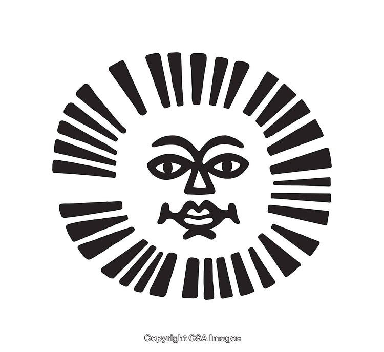 Abstract Sun Face Line Art Black and White Design