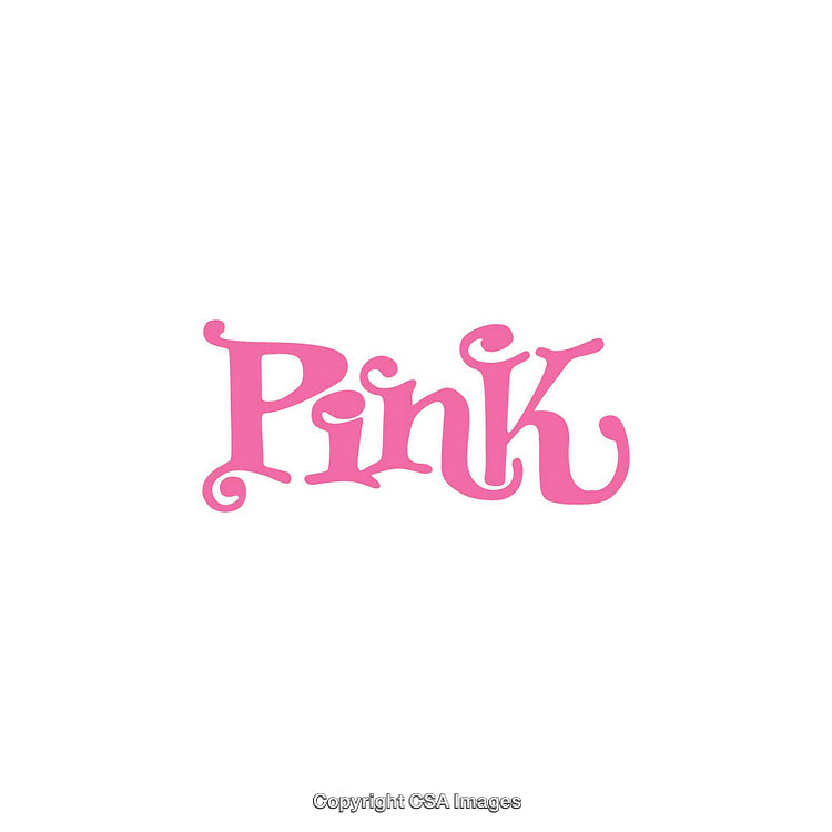 Stylized Pink Word Written in Decorative Script on White Background