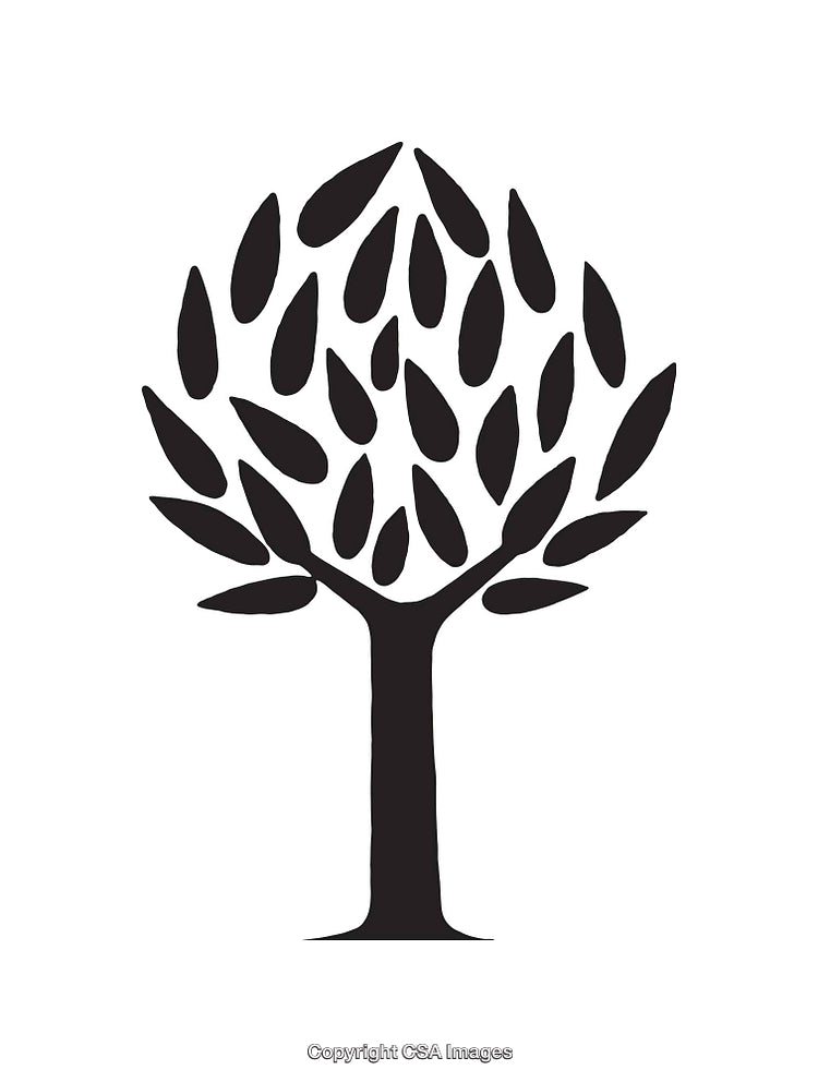 Minimalist Black and White Line Art of a Tree Design