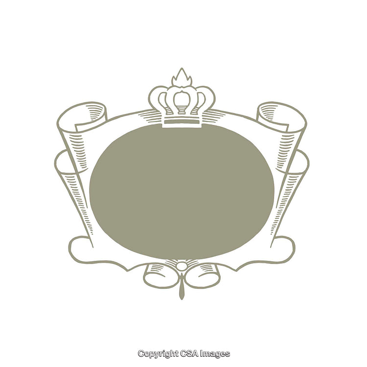 Elegant Crown Emblem with Ribbon and Decorative Circular Design