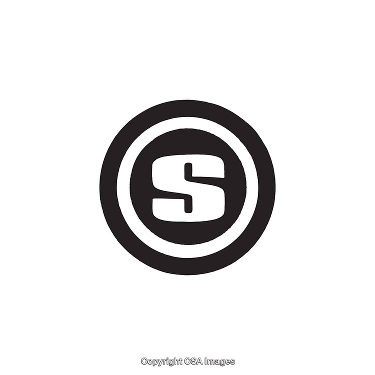 Black Circular Logo Featuring Stylish Letter 'S' on White Background