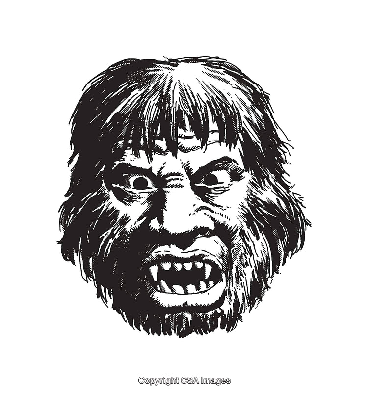 Monochrome Illustration of a Fierce Creature Face with a Gnarly Expression