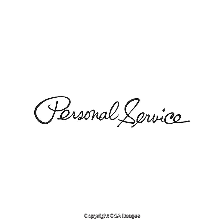 Elegant Handwritten 'Personal Service' Text on Clean White Background