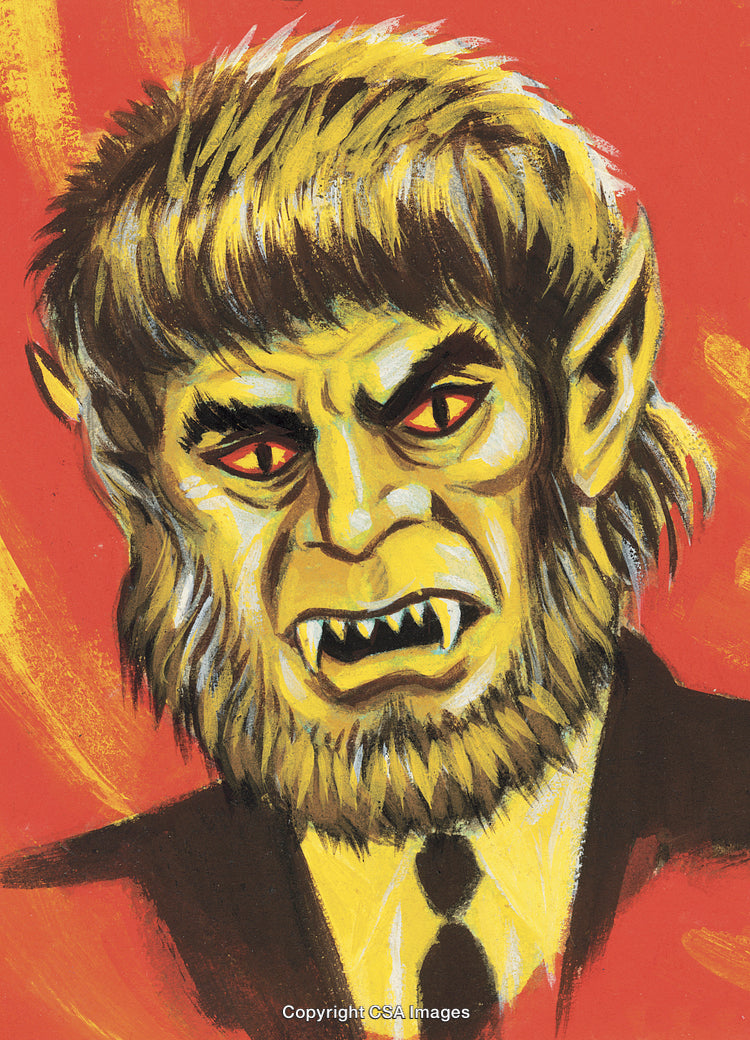 Portrait of a Fierce Monster with Red Backdrop and Intense Expression