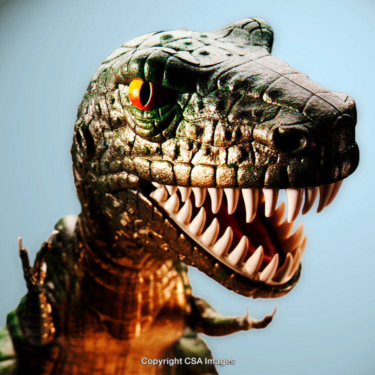 Close-Up of a Fierce Dinosaur Toy with Detailed Features