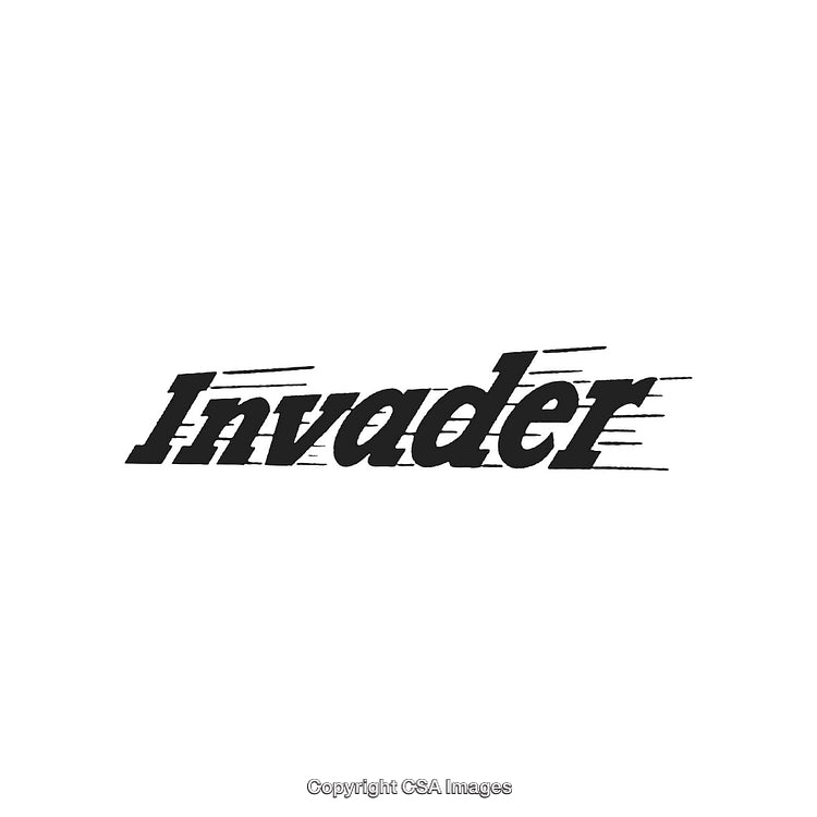 Dynamic Invader Text Logo with Motion Effects on a White Background