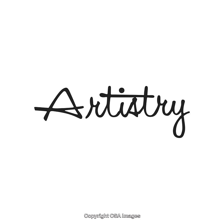Creative Artistry Text Design with Handwritten Calligraphy Style on White