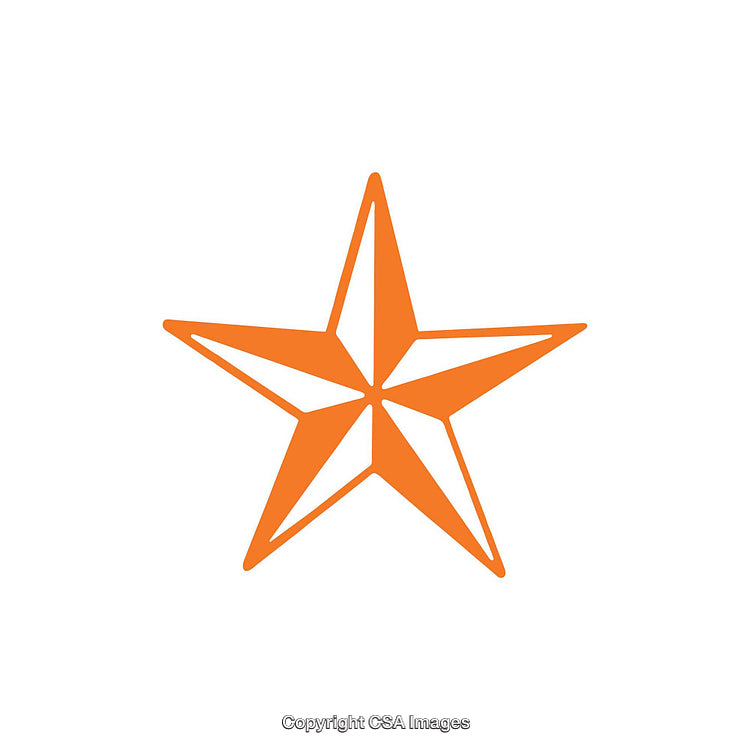 Orange Geometric Star Shape Isolated on White Background