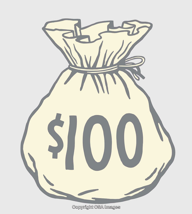 Illustrated Bag of Money Featuring Symbolic Dollar Sign