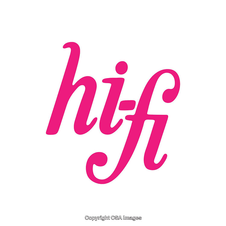 Bold Pink Typography of 'Hi-Fi' with Playful Script Style